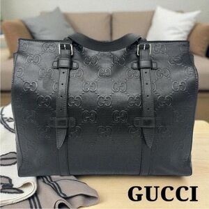 Gucci Embossed Black Business Tote Bag
